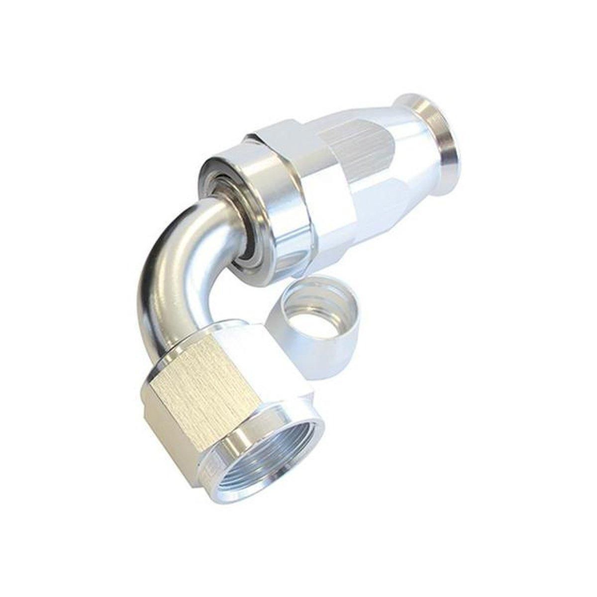 Aeroflow AF203-10DS Alloy 90 Deg Hose End -10AN Silver Full Swivel Suits Teflon AF203-10DS