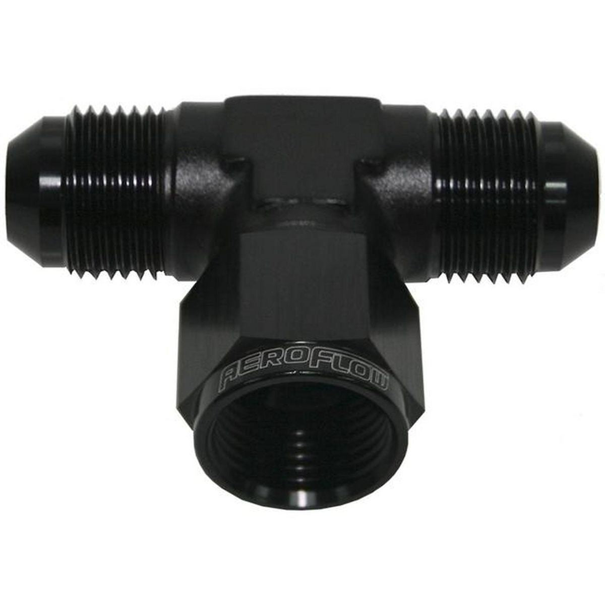Aeroflow AF144-03BLK AN Tee -3AN Female Nut Black Swivel Nut On Side AF144-03BLK