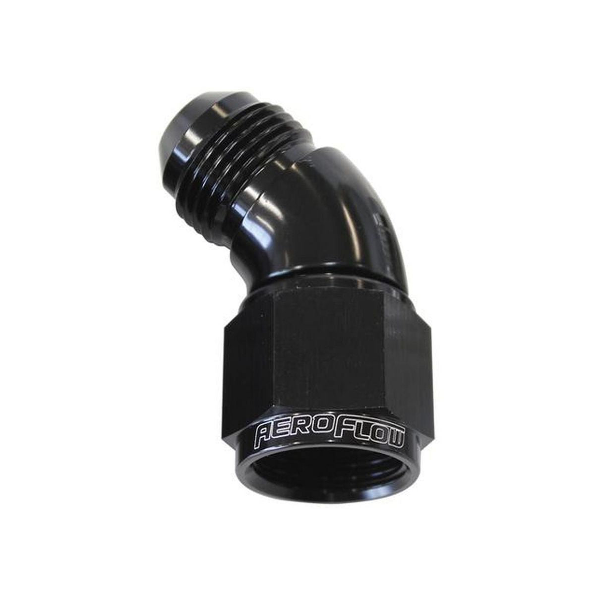 Aeroflow AF542-10BLK 45 Deg Female - Male -10AN Black Full Flow AF542-10BLK