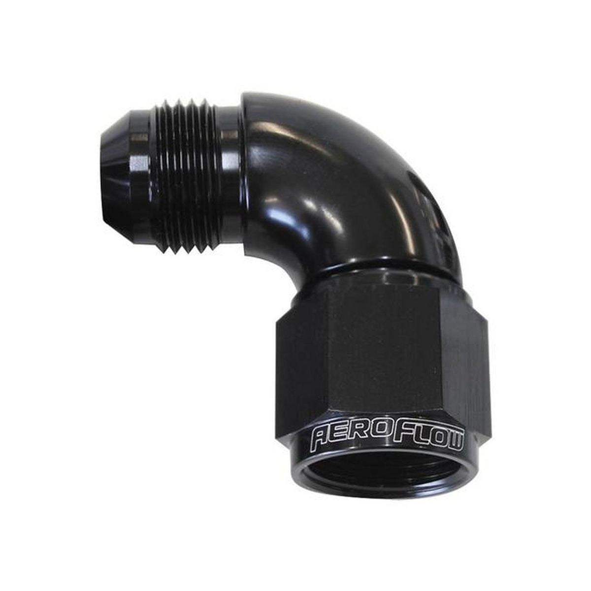 Aeroflow AF543-10BLK 90 Deg Female - Male -10AN Black Full Flow AF543-10BLK