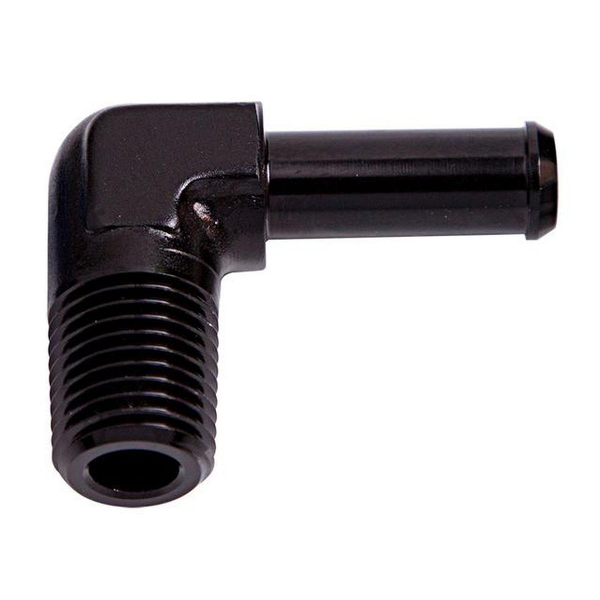 Aeroflow AF842-08-06BLK 90Deg 1/2" Npt To 3/8" Barb Black 90Deg Male To Male