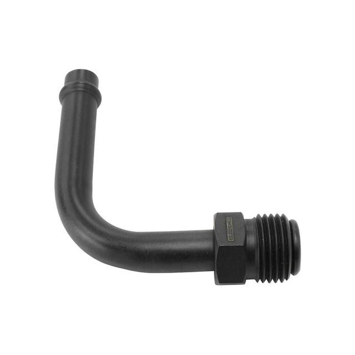 Aeroflow Holley / Stromberg Inlet Fitting 5/8-20 Thread To 3/8" 90Deg Black