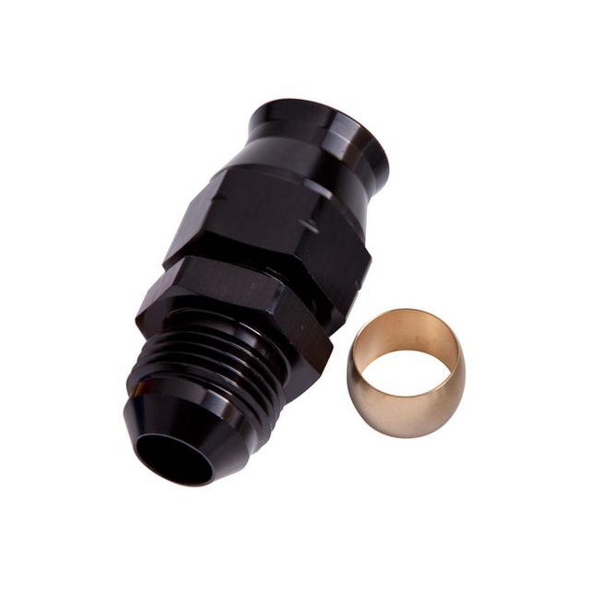 Aeroflow AF108-10BLK 5/8" Hard Line To -10AN Male Adapter Black W/ Olive