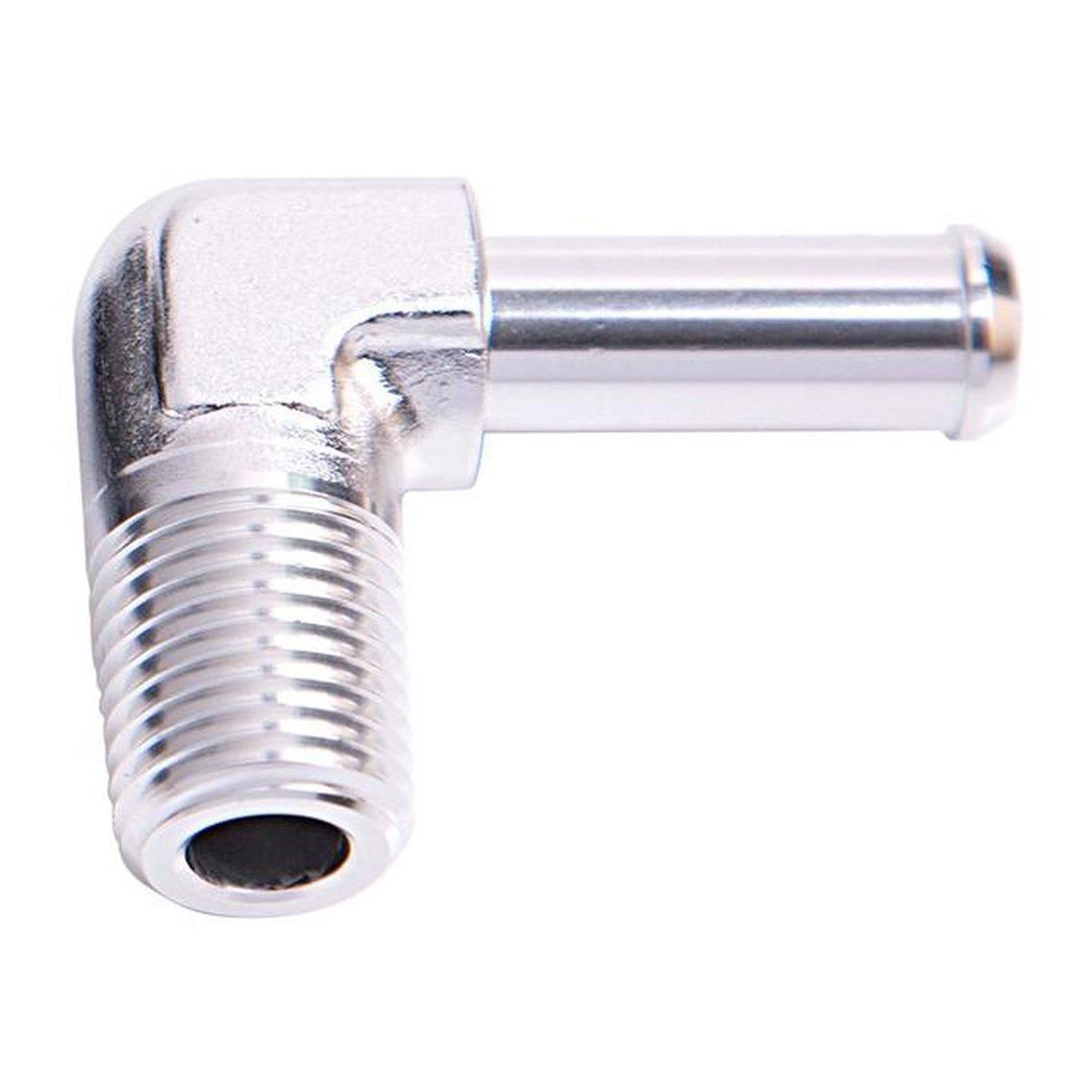 Aeroflow AF842-05S 90Deg 1/8" Npt To 5/16" Barb Silver 90Deg Male To Male