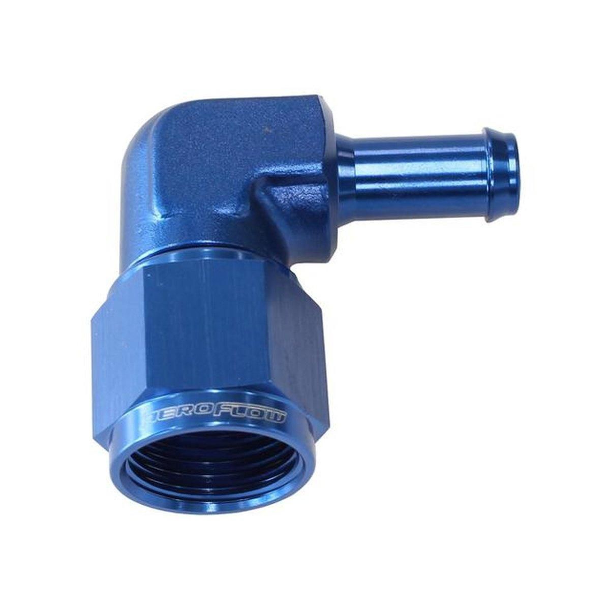 Aeroflow AF413-08-06 Female -8AN 90Deg To 3/8" Barb Blue Swivel Nut