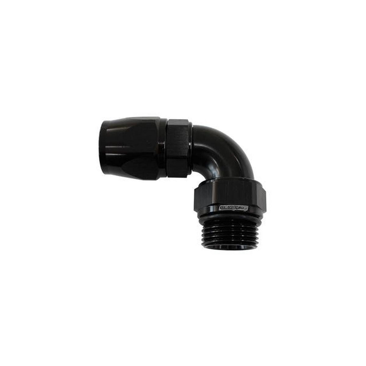 Aeroflow Male -8ORB To -8AN Teflon Full Flow Billet Black 90Degree