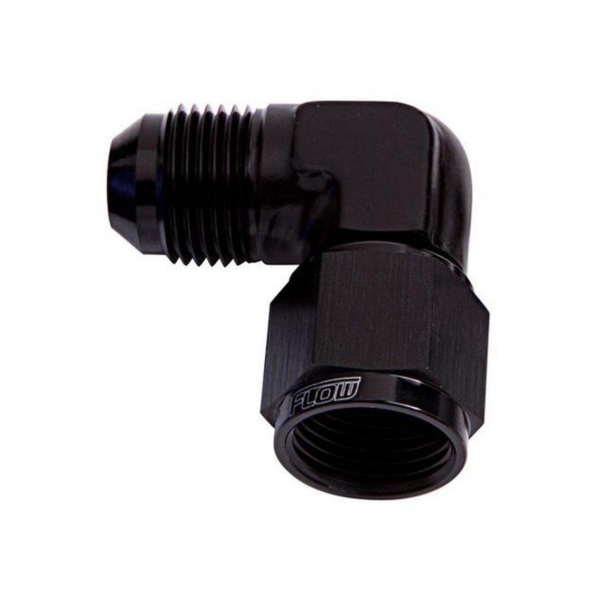 Aeroflow AF143-06BLK 90Deg Female - Male -6AN Black Swivel Nut
