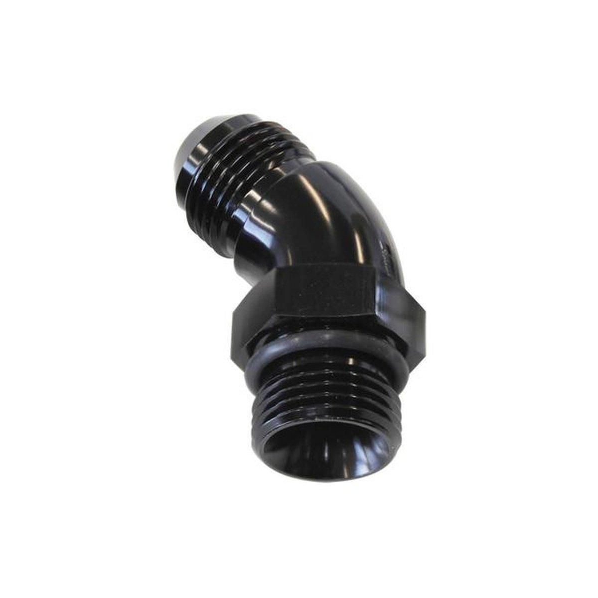 Aeroflow AF902-08BLK 45Deg -8ORB To -8AN Complete With Jam Nut And O-Ring Black