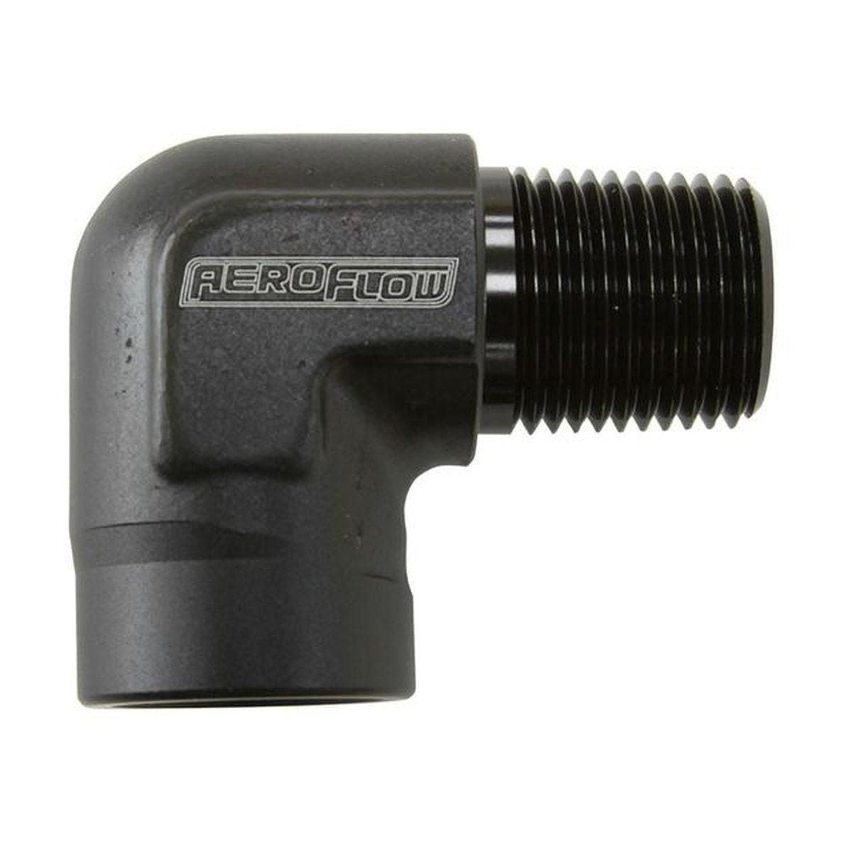 Aeroflow AF914-08BLK 90Deg Female - Male Elbow 1/2 Npt Black