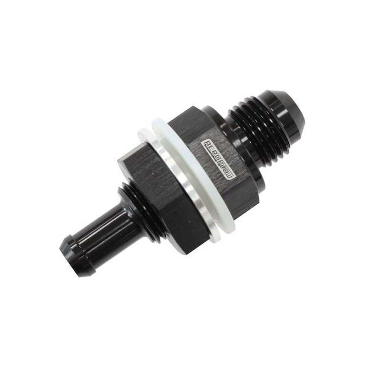 Aeroflow -8AN Bulkhead Fitting W/ 1/2 Barb Black