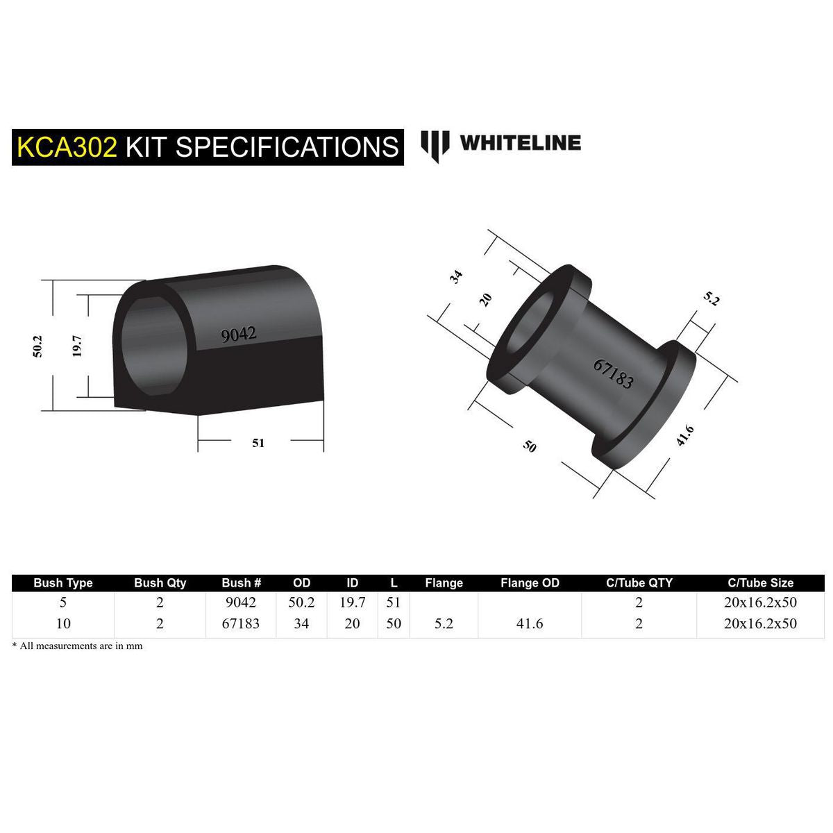 Whiteline KCA302 Caster Adj Kit - Control Arm fits Suzuki Swift 1989-00