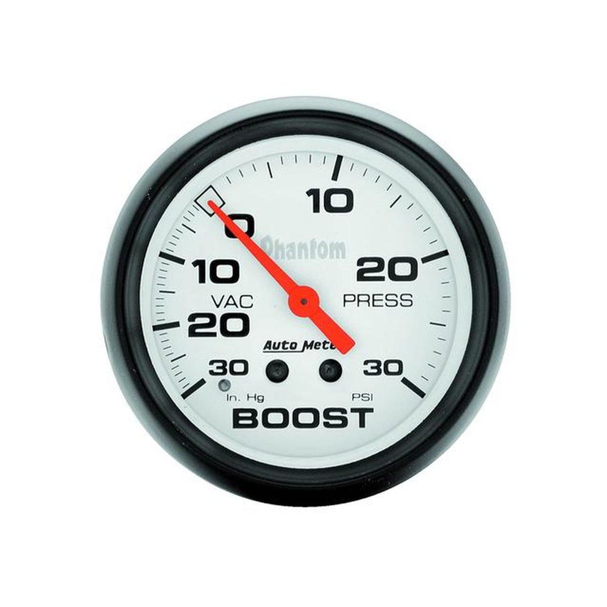 Autometer Phantom 2-5/8in Boost Vacuum Gauge 30in/Hg 30PSI Mechanical AU5803