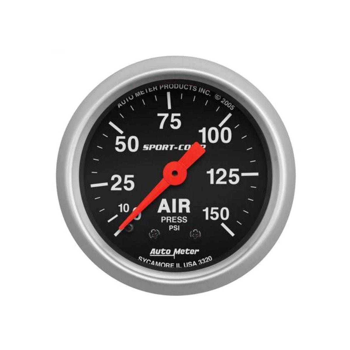 Autometer Sport-Comp 2-1/16in Air Pressure Gauge 0-150 PSI Mechanical AU3320
