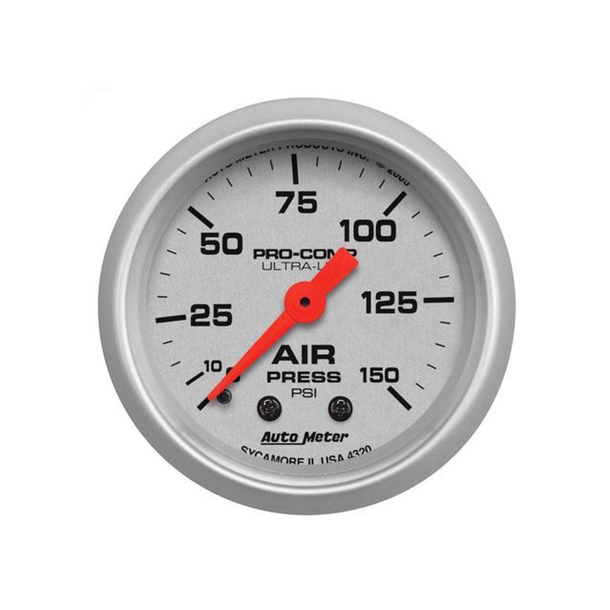 Autometer Ultra-Lite 2-1/16in Air Pressure Gauge 0-150 PSI Mechanical AU4320