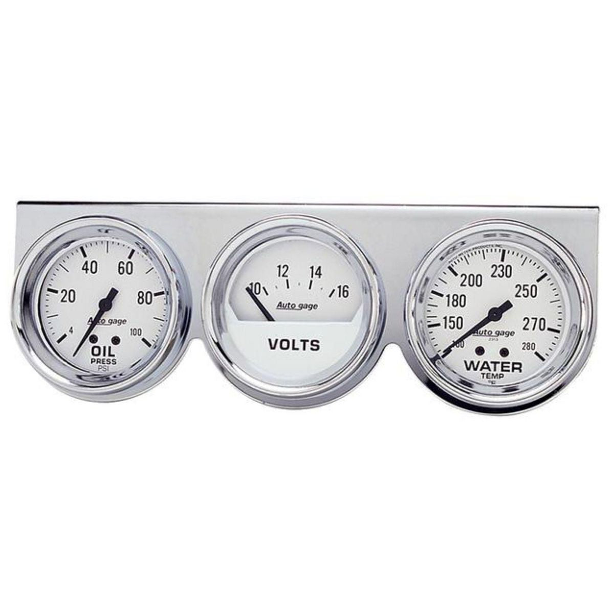Autometer Auto Gauge 2-5/8in 3 Gauge Console Oil Volts Water Chrome AU2329