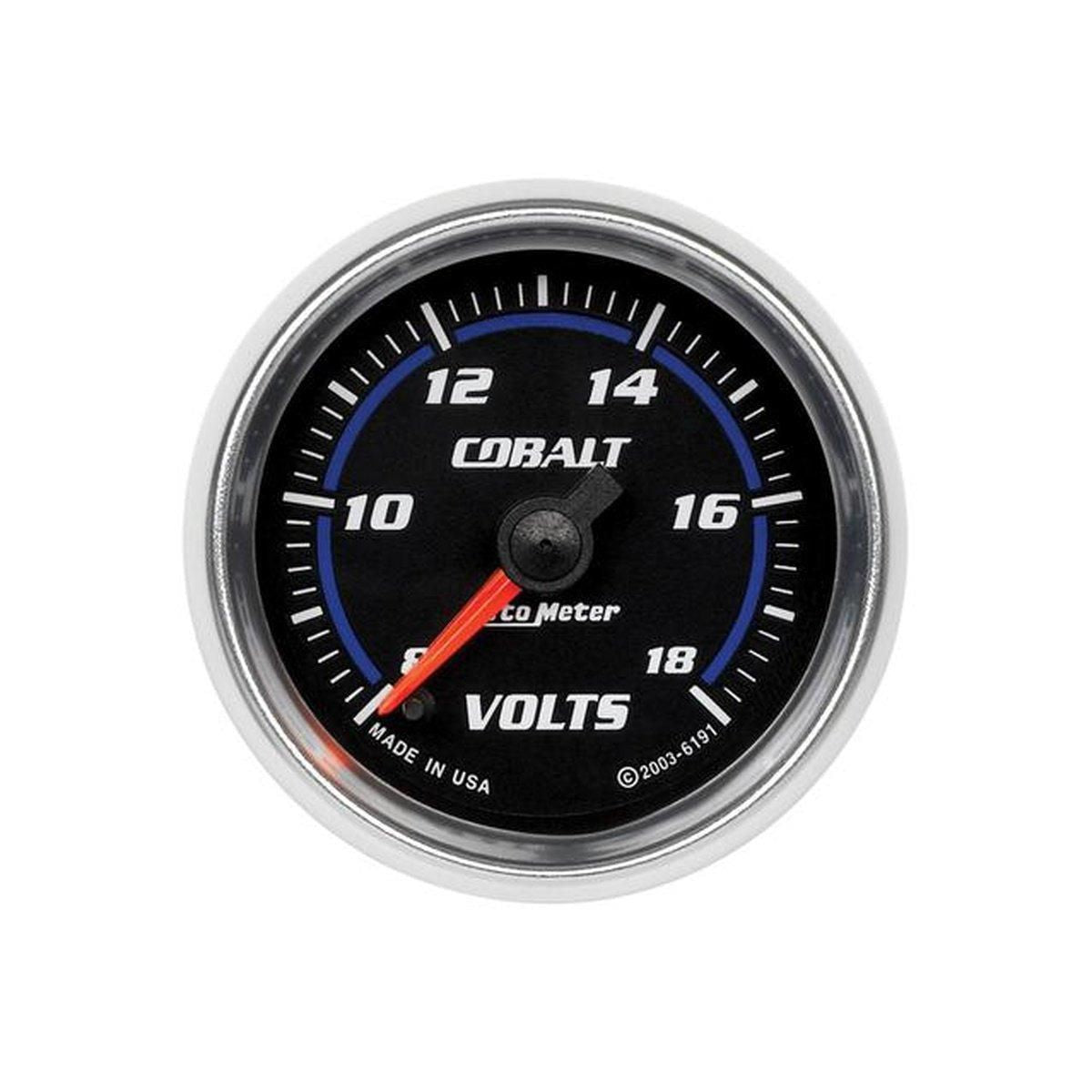 Autometer Cobalt 2-1/16in Voltmeter Gauge 8-18V Full Sweep Electric AU6191