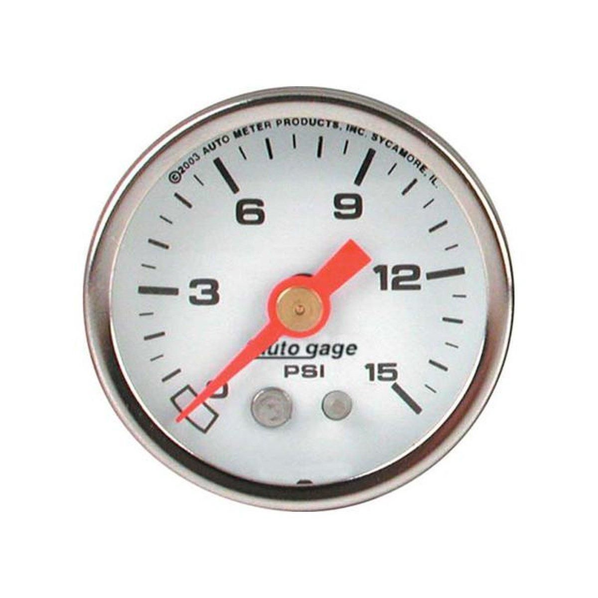 Autometer 1-1/2in Fuel Pressure Gauge Liquid Filled White AU2175