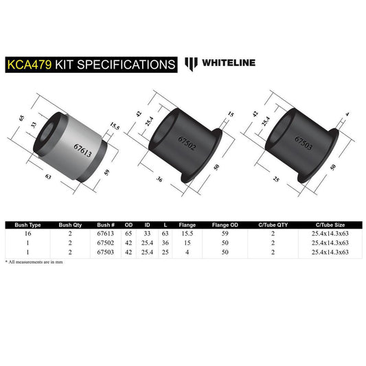 Whiteline KCA479 Front Lower Control Arm Alignment Kit