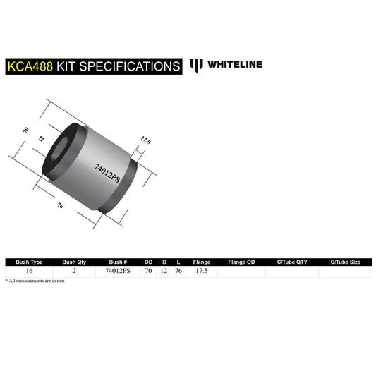 Whiteline Caster Adjustable Radius Bush Kit (Motorpsort) KCA488