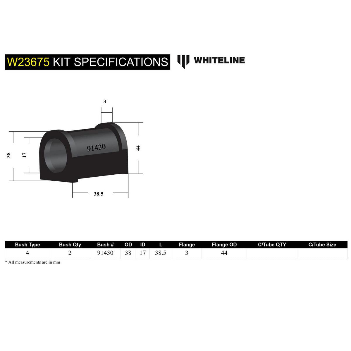 Whiteline W23675 Sway Bar Mount 17mm