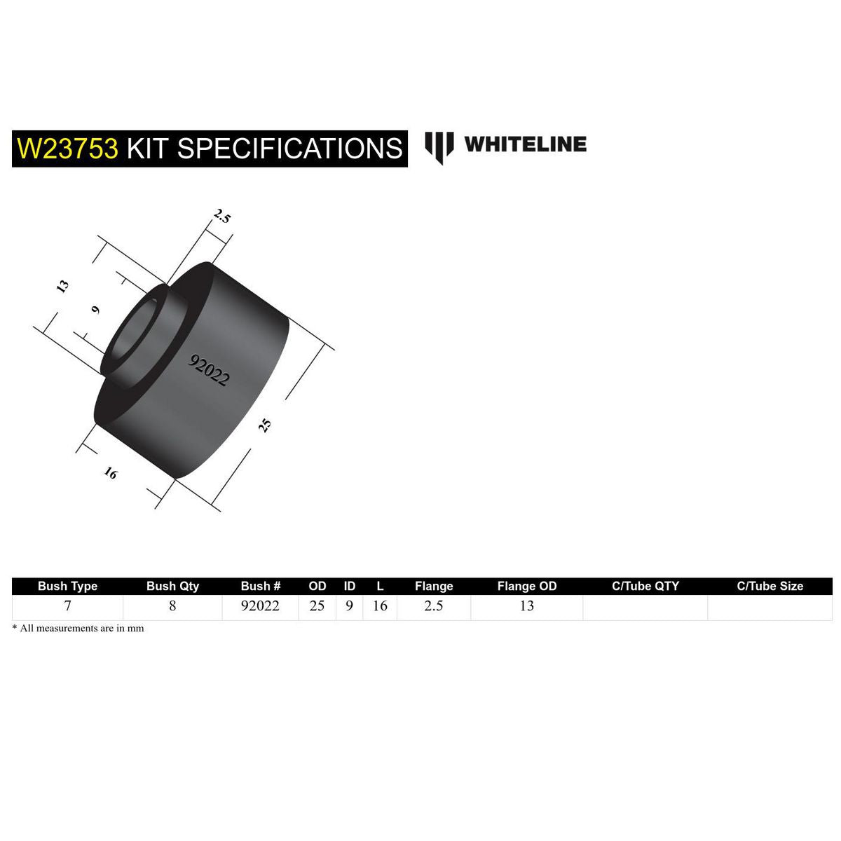 Whiteline Sway Bar Link Bush Kit W23753