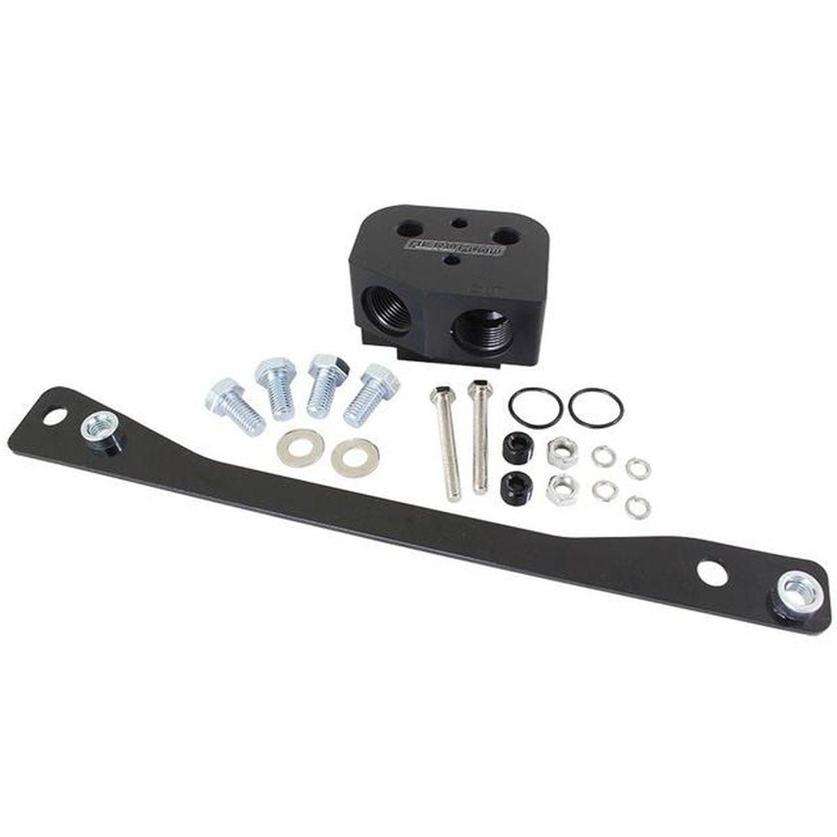 Aeroflow AF64-2114BLK LS Oil Cooler Adapter -8ORB Front Sump Suits VT VX VY VZ