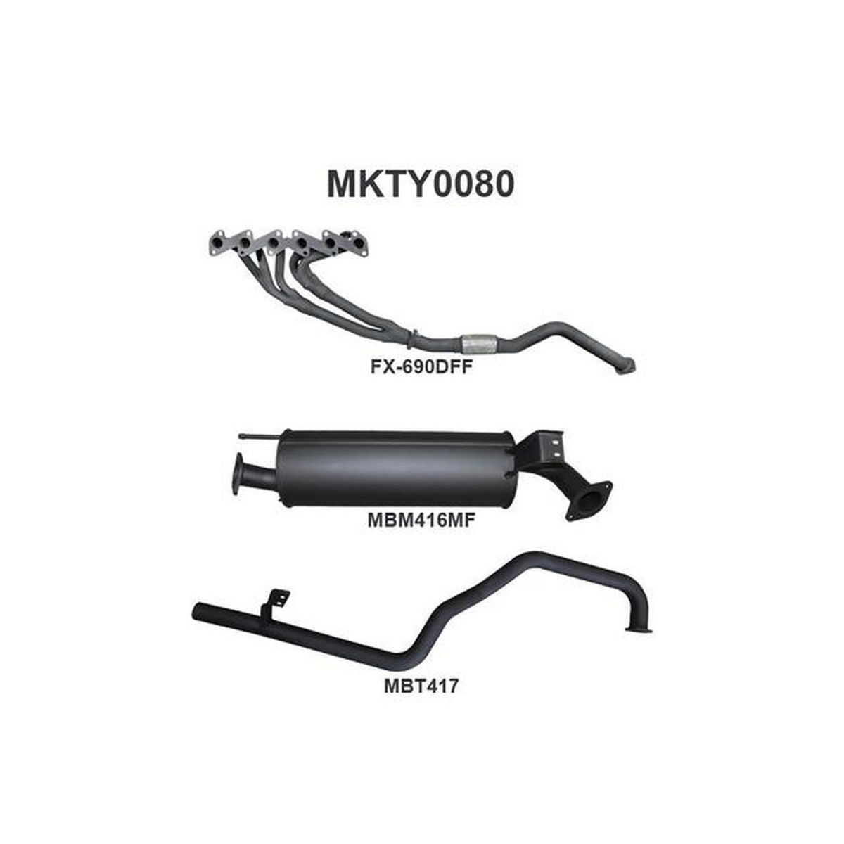 Manta 2.5" Exhaust With Extractors Quiet Fits HZJ105 4.2L