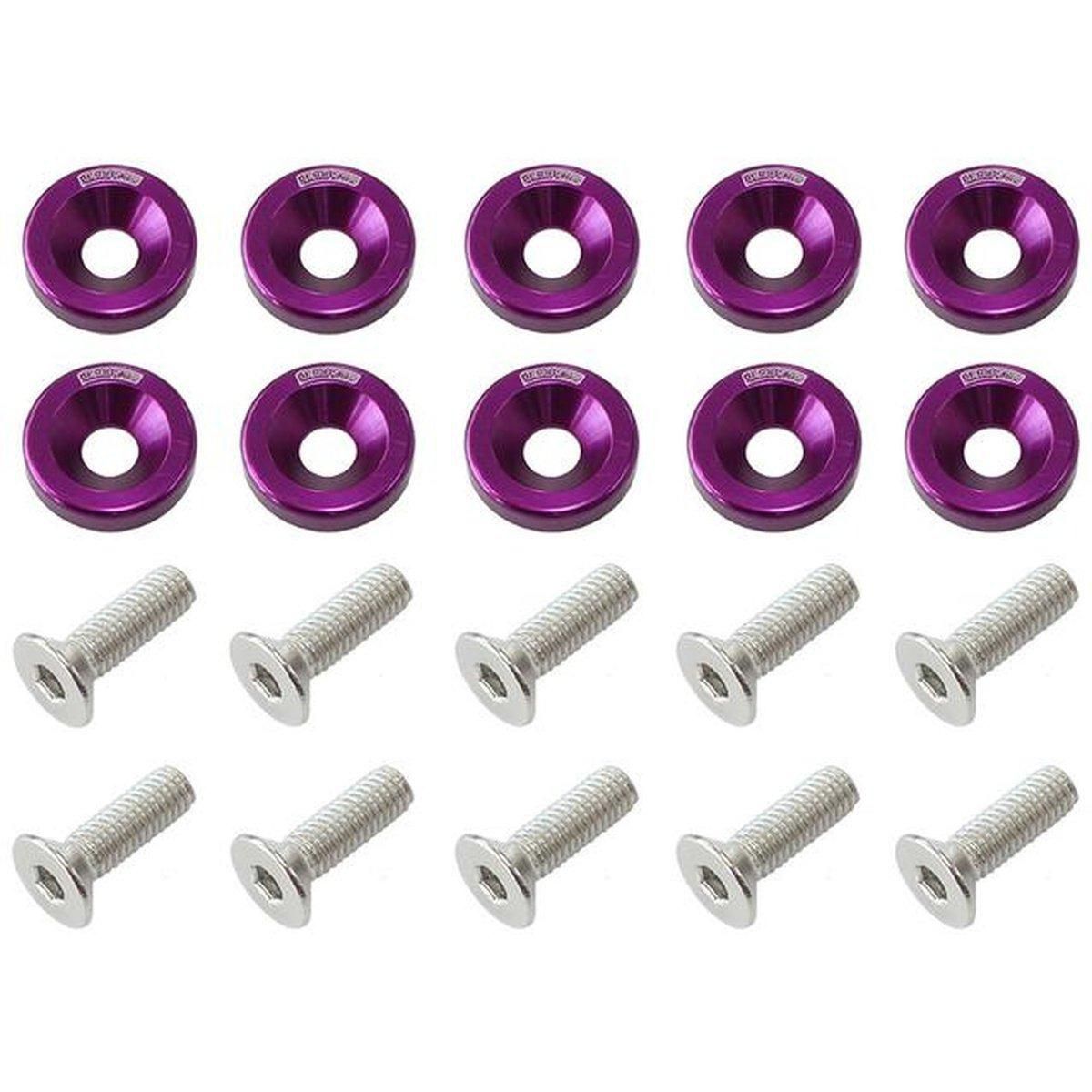 Aeroflow Billet Dress Up / Fender Bolt Purple (10 Pack) AF64-4365PUR