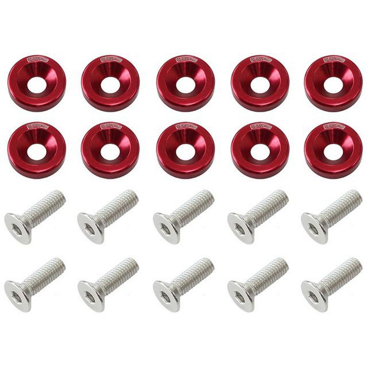 Aeroflow Billet Dress Up / Fender Bolt Red (10 Pack) AF64-4365R
