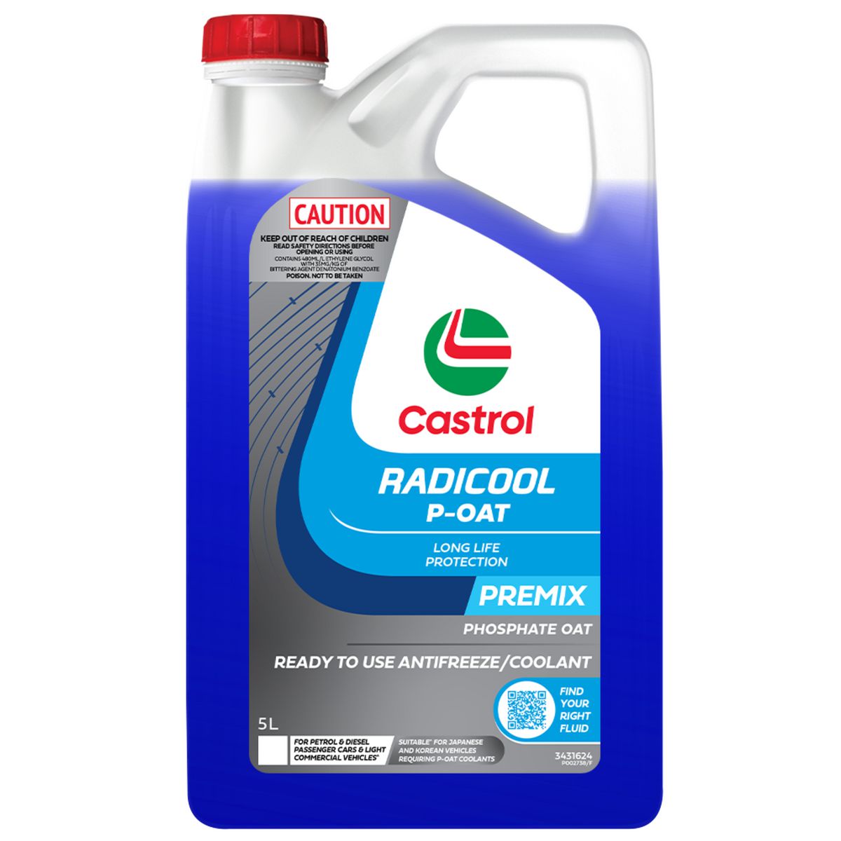 Castrol RADICOOL P-Oat Purple Premix Engine Coolant 5L 3431624
