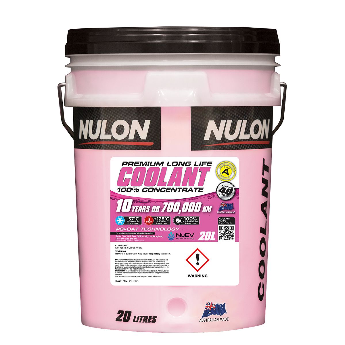 Nulon Pink Premium Long Life Coolant 100% Concentrate 20L PLL20