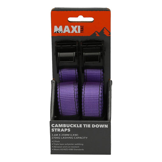 Maxitrac Endless Cambuckle Straps 3.6M 350Kg Lashing Capacity 2 Pack MT-TDC004