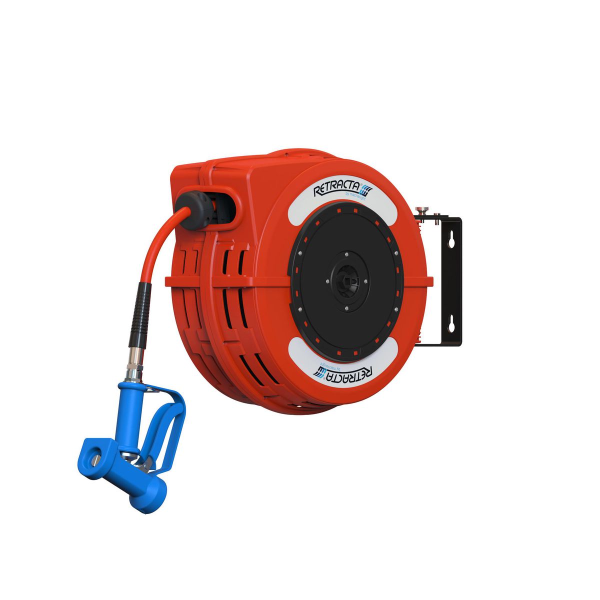 Retracta C1 Series Red Hose Reel With 1/2In X 12M Hot Water Hose And Spray Gun. C1HC412R-01DD-SG