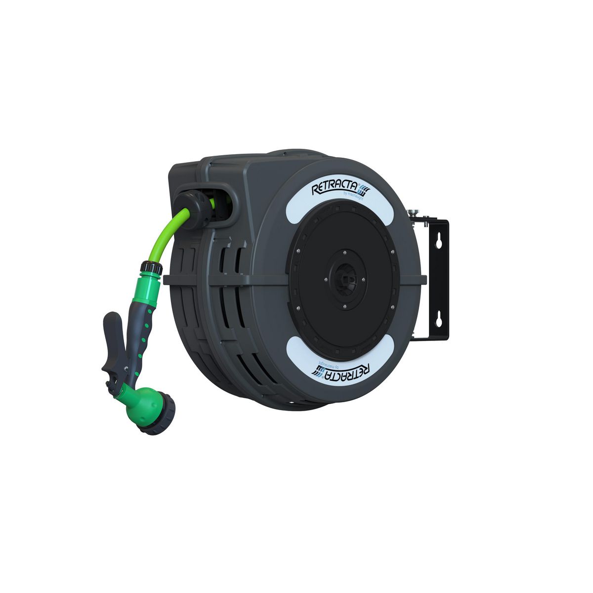 Retracta C1 Series Dark Grey Hose Reel With 1/2In X 12M Garden / Horticulture Water Hybrid Polymer Hose. C1DR412D-03DD