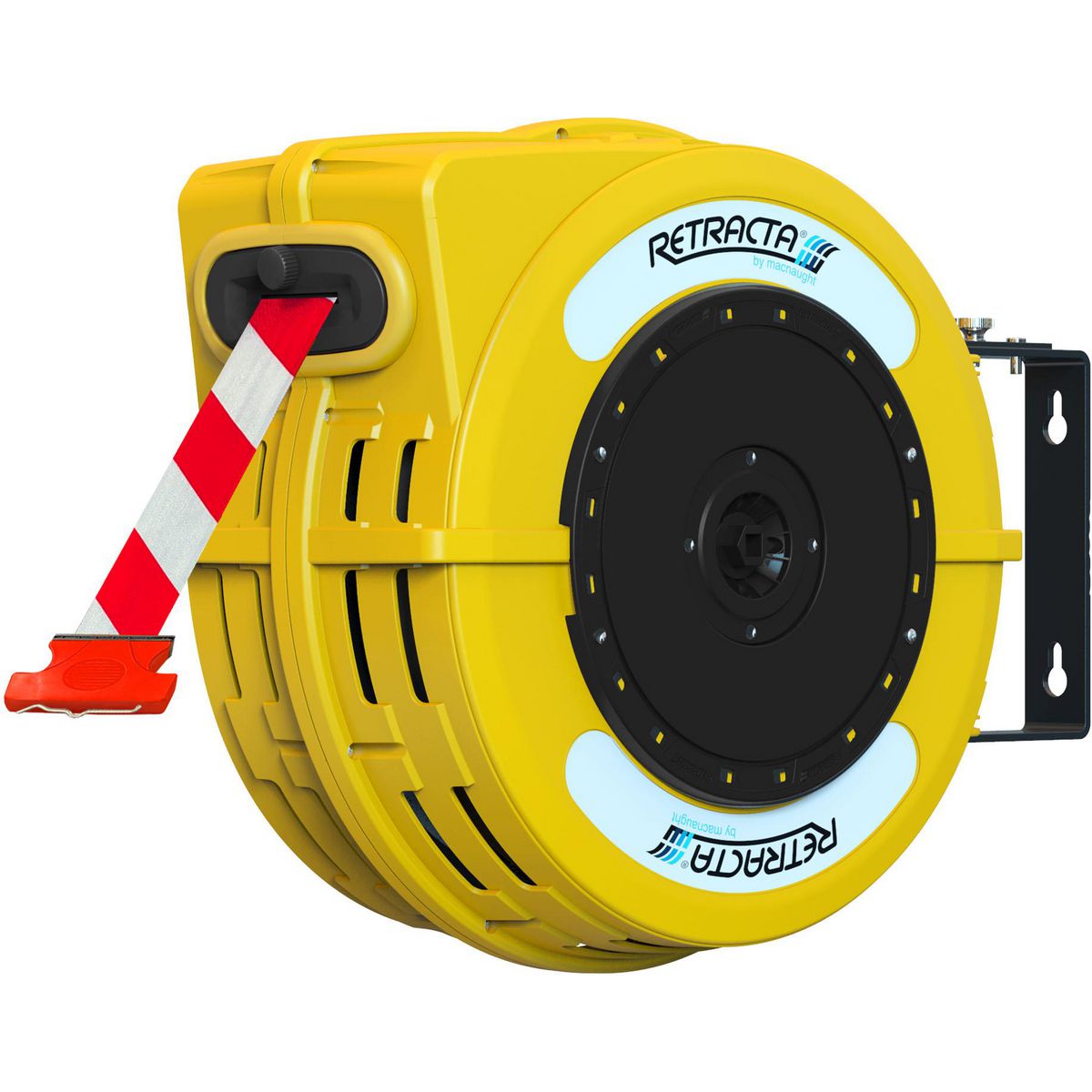 Retracta Yellow Safety Barrier Reel Red/White Stripe Barrier Tape C1BRW5025Y