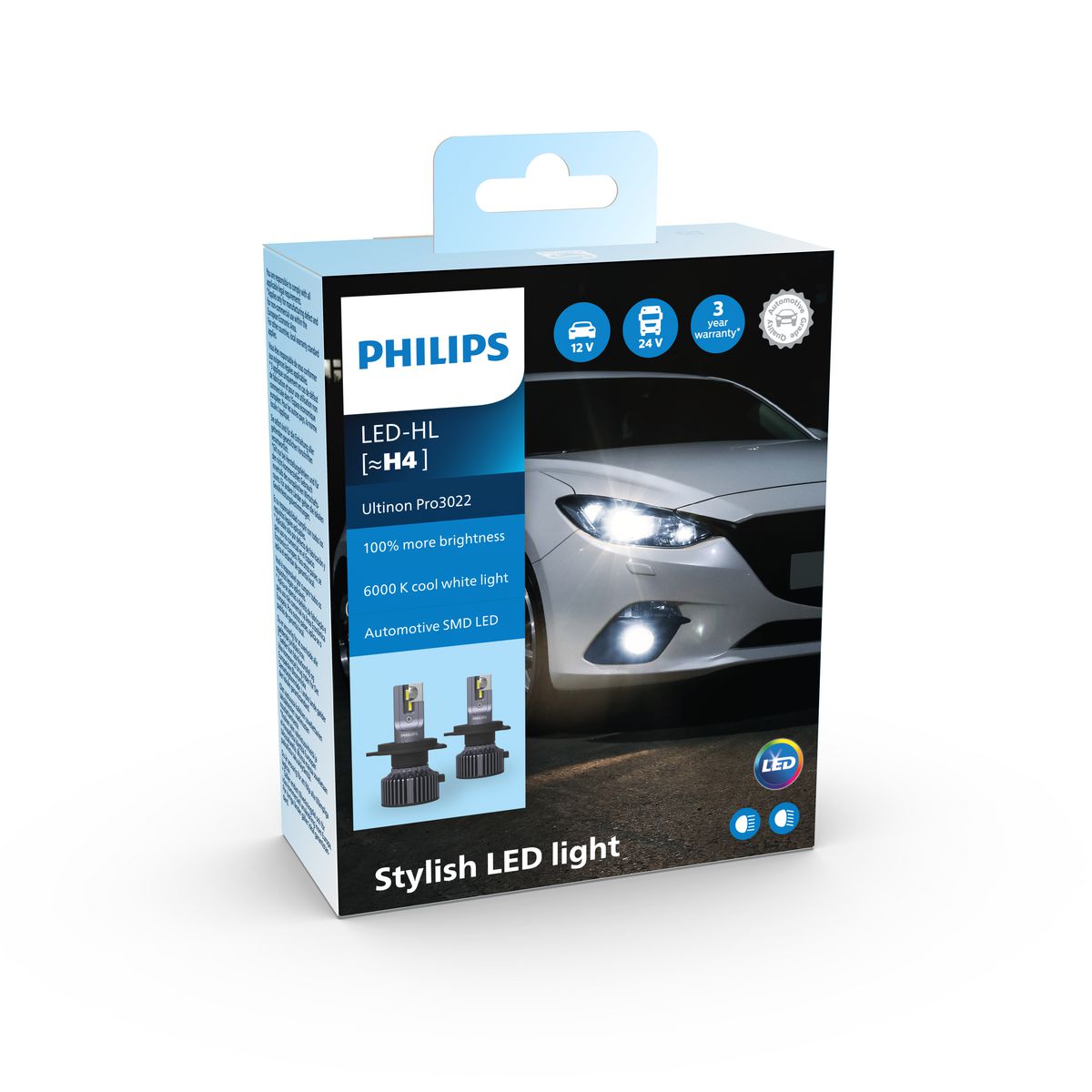 Philips H4 Ultinon Pro 3022 LED Headlight Globes 12/24V (Pair) 11342U3022X2