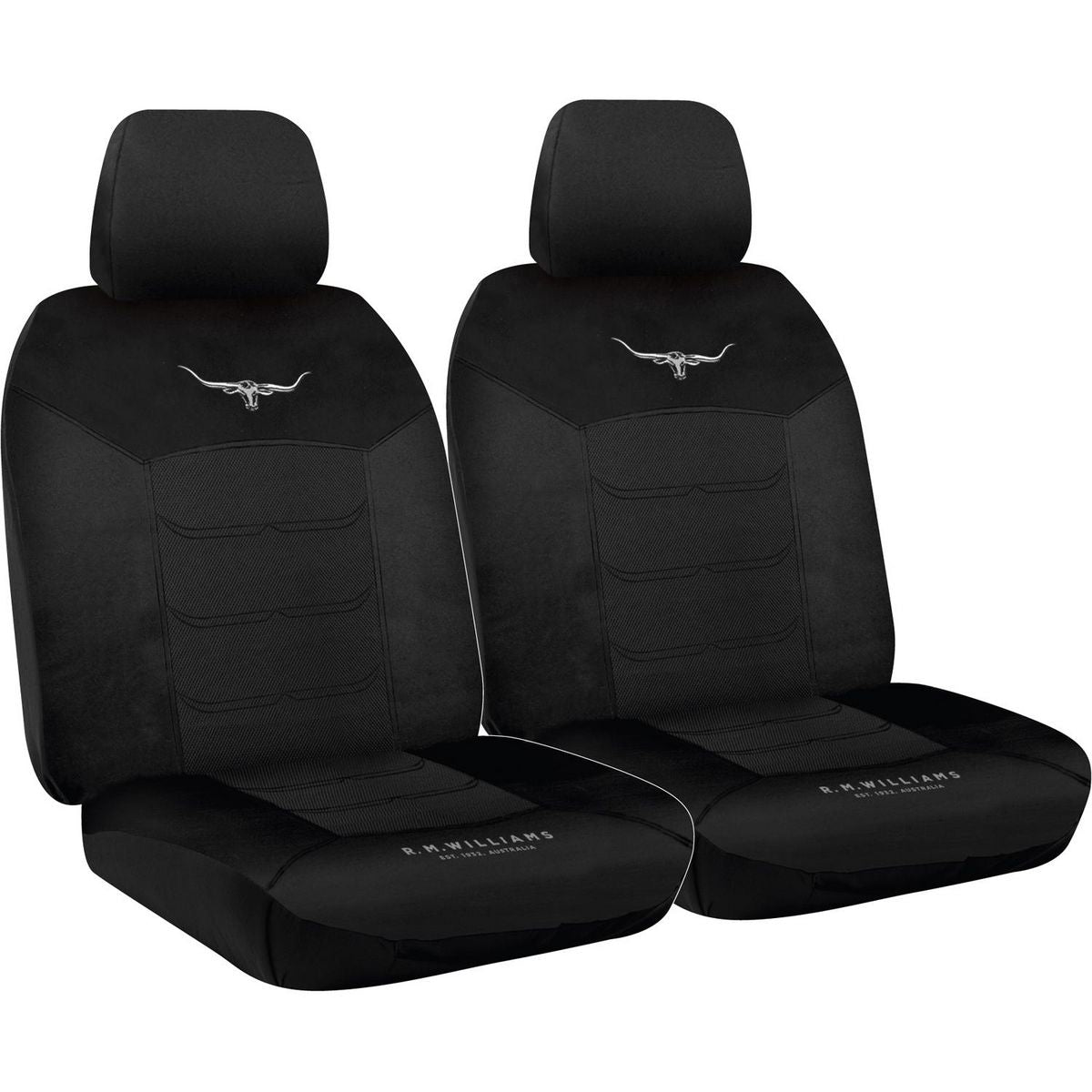 R.M. Williams Front Car Seat Covers Polyester, Mesh Black - Pair MHRMWBX-BLK30