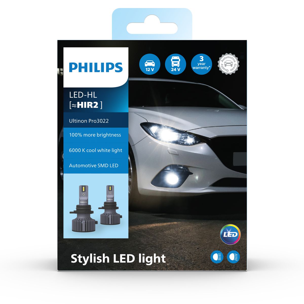 Philips Ultinon Pro 3022 Hir2 LED Globes 12/24V Pair 11012U3022X2