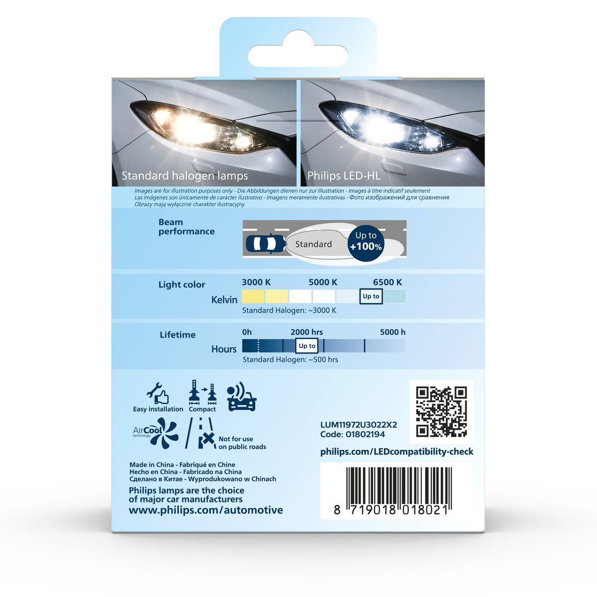 Philips Ultinon Pro 3022 H7 LED Globes 12/24V Pair 11972U3022X2