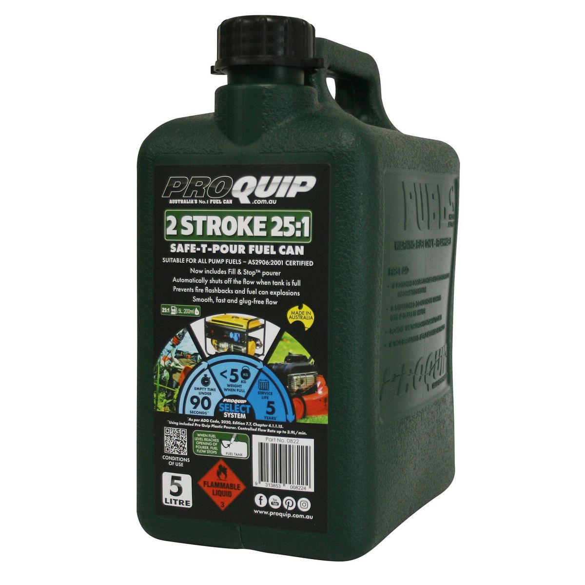 Proquip Fuel Can Plastics 5L Safe-T-Pour - Yellow Diesel 821