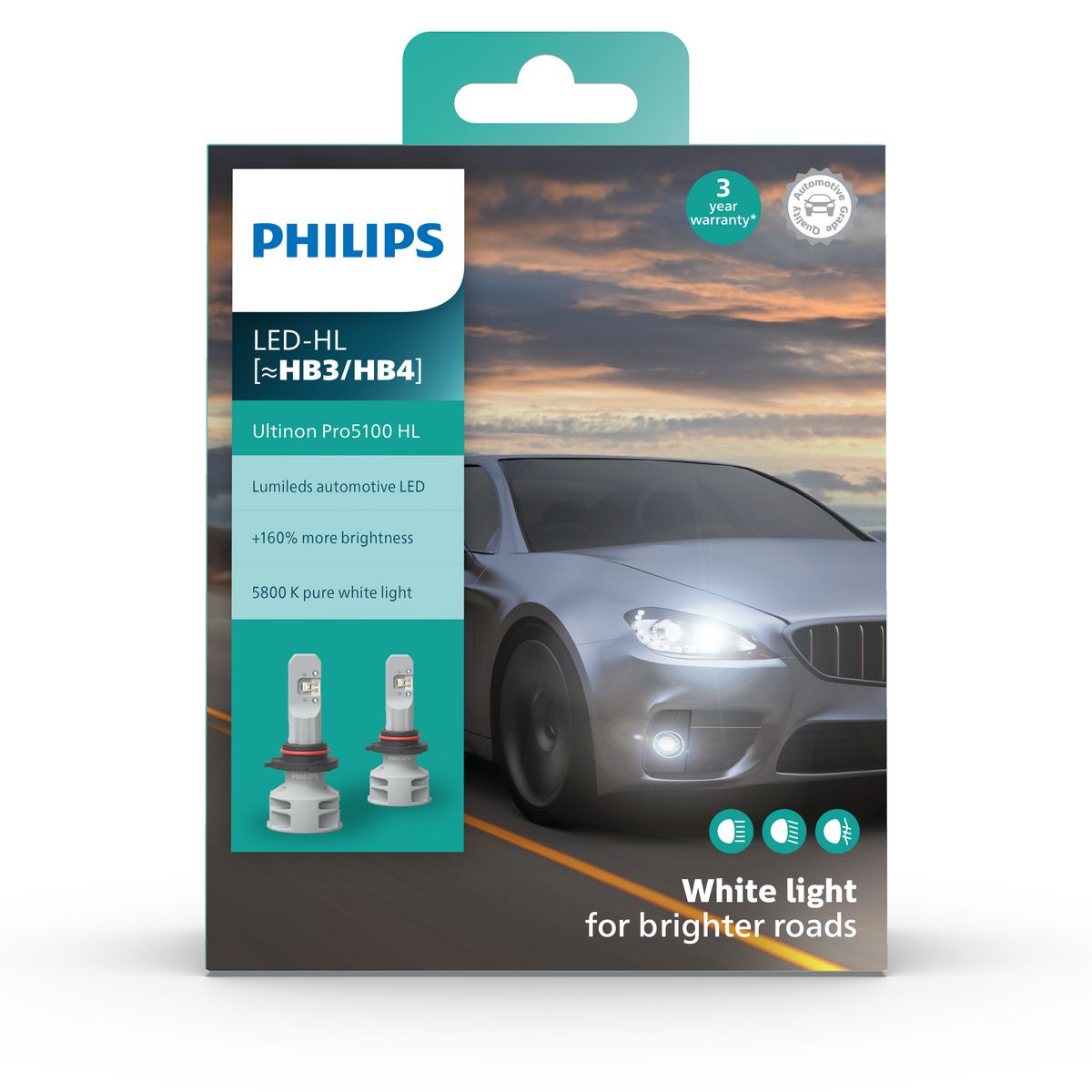 Philips Ultinon Pro 5100 Hb3/Hb4 Led Globes 12/24V Pair 11005U51X2