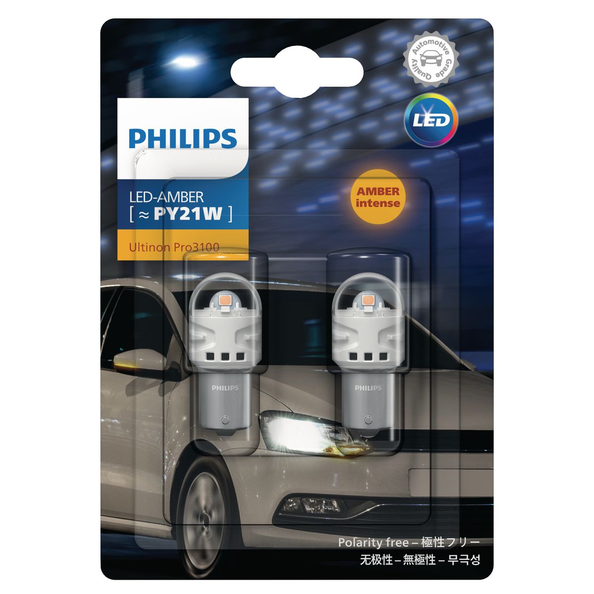 Philips Ultinon Pro 3100 Led-Amber Py21W Pair 12V 11496AU31B2