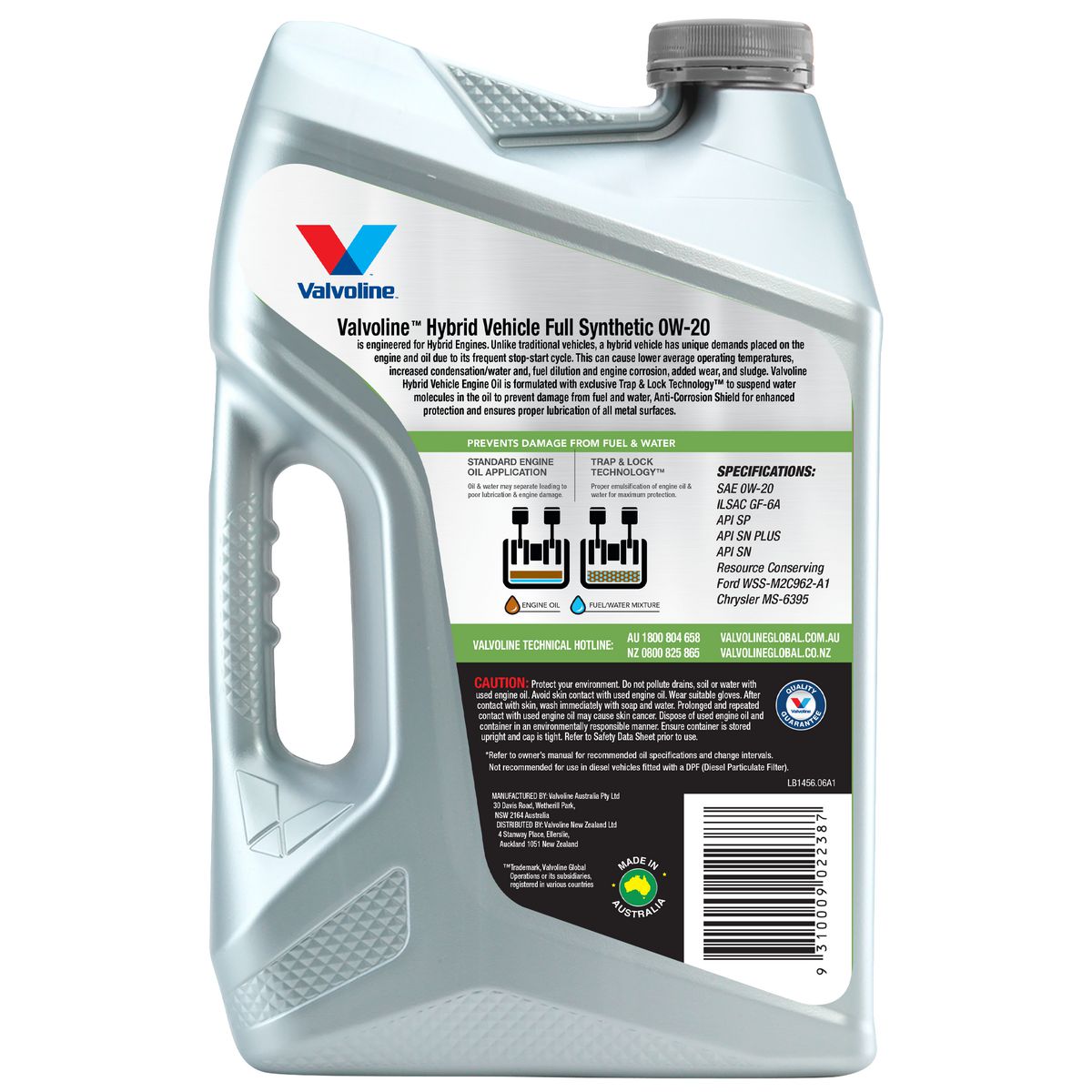 Valvoline Hybrid Vehicle 0W-20 Engine Oil 6L 1456.06