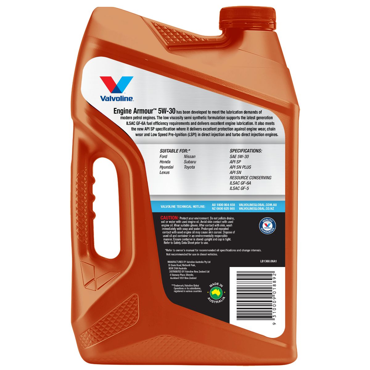 Valvoline Engine Armour 5W-30 Engine Oil 6L 1360.06