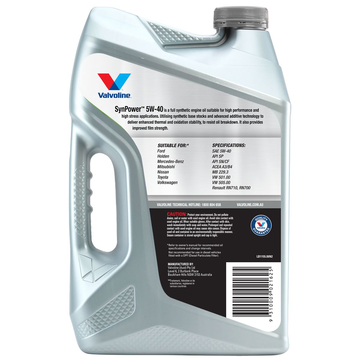 Valvoline Synpower 5W-40 6L 1155.06