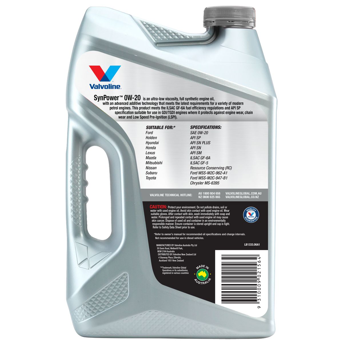Valvoline Synpower 0W-20 6L 1333.06