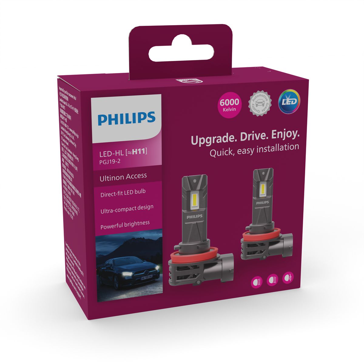 Philips Ultinon Access2500 Led H11 Headlight Globe 12V Pair 11362U2500X2