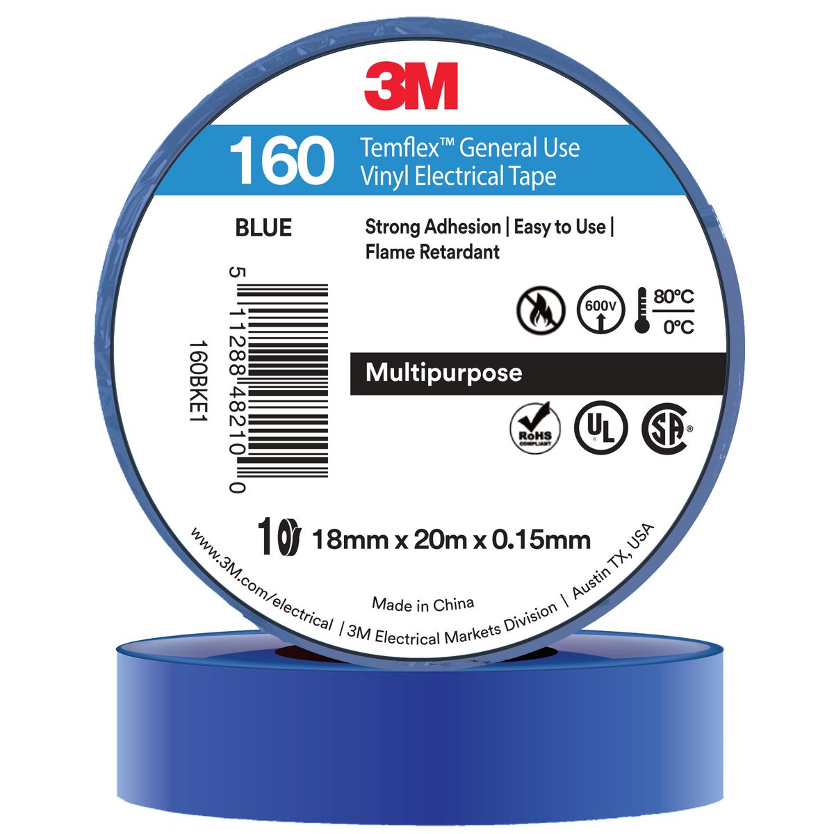 3M Temflex 160 Tape Blue 18mm x 20m AE019500733