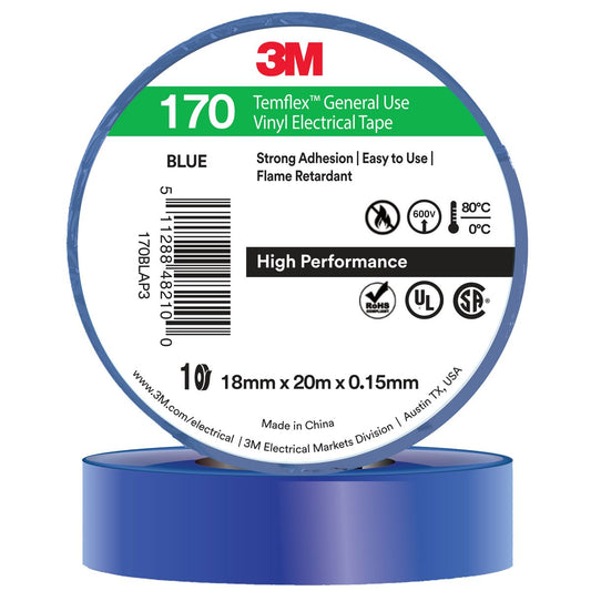 3M Temflex 170 Tape Blue 18mm x 20m AE019500782