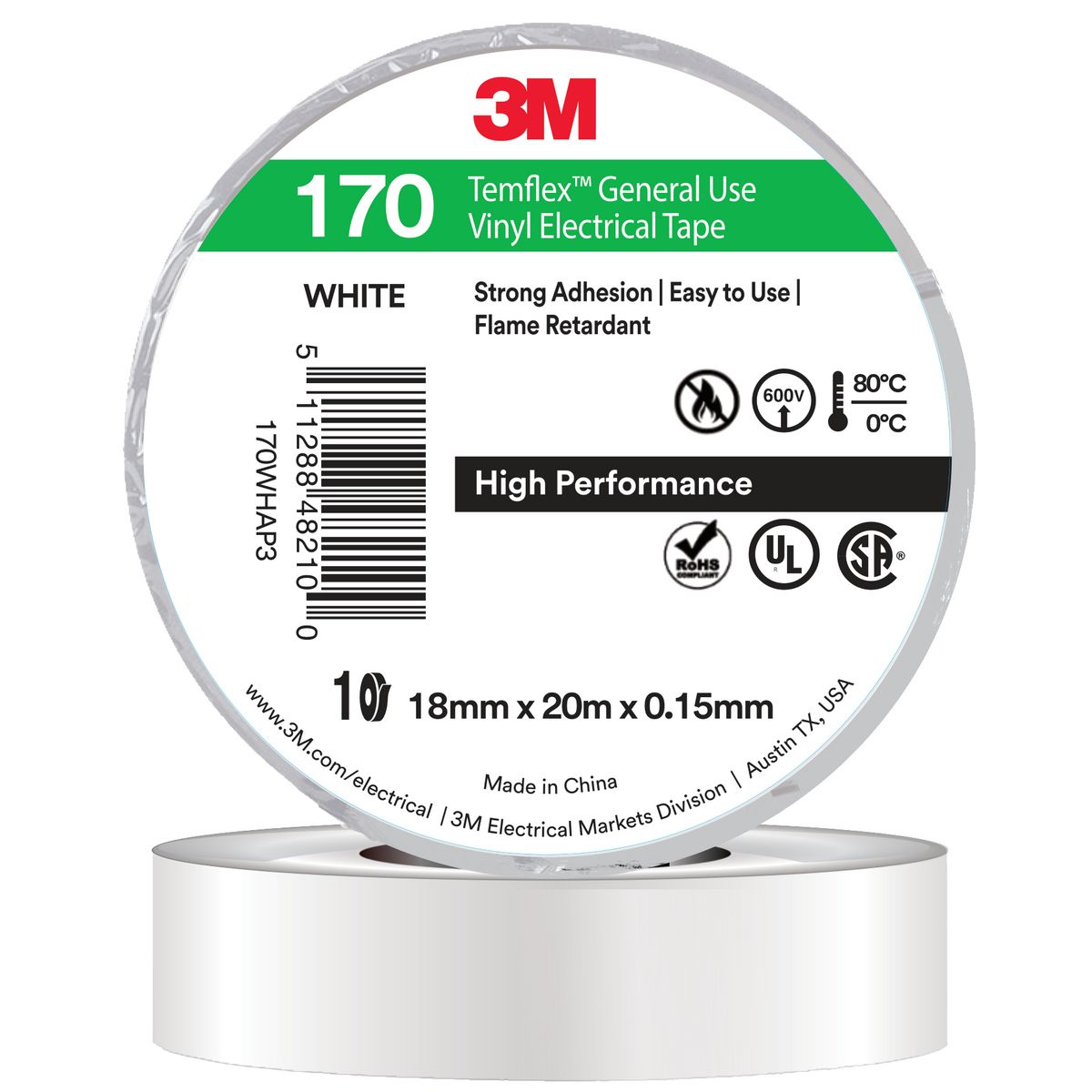 3M Temflex 170 Tape White 18mm X 20m AE019500832